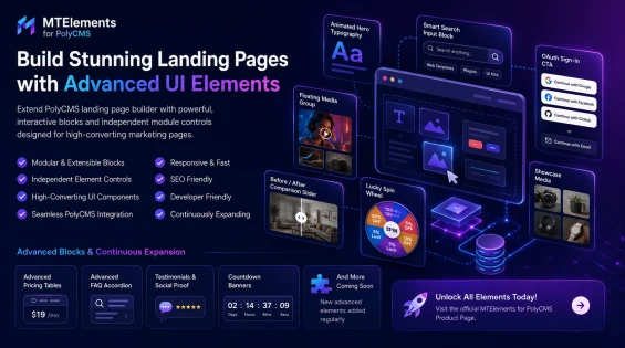 MTElements for PolyCMS: Expand Landing Page Builder with Advanced UI Elements