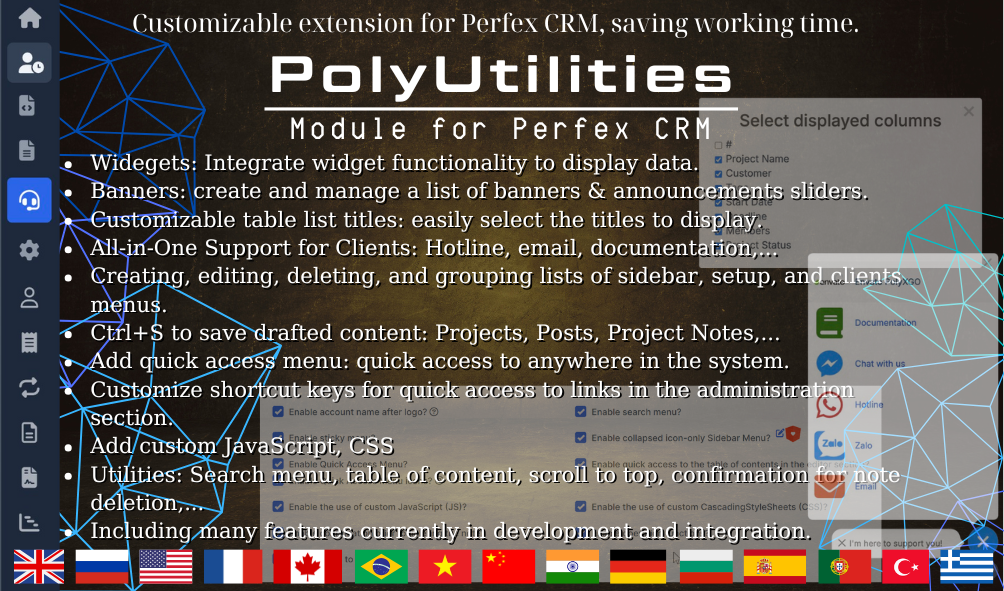 PolyUtilities cho Perfex CRM - Bộ Công Cụ Tùy Biến Giao Diện & Tối Ưu Quy Trình
