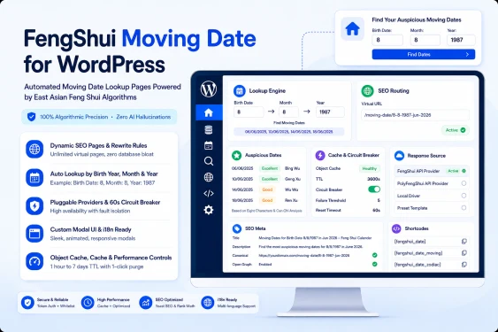 FengShui Moving Date for WordPress